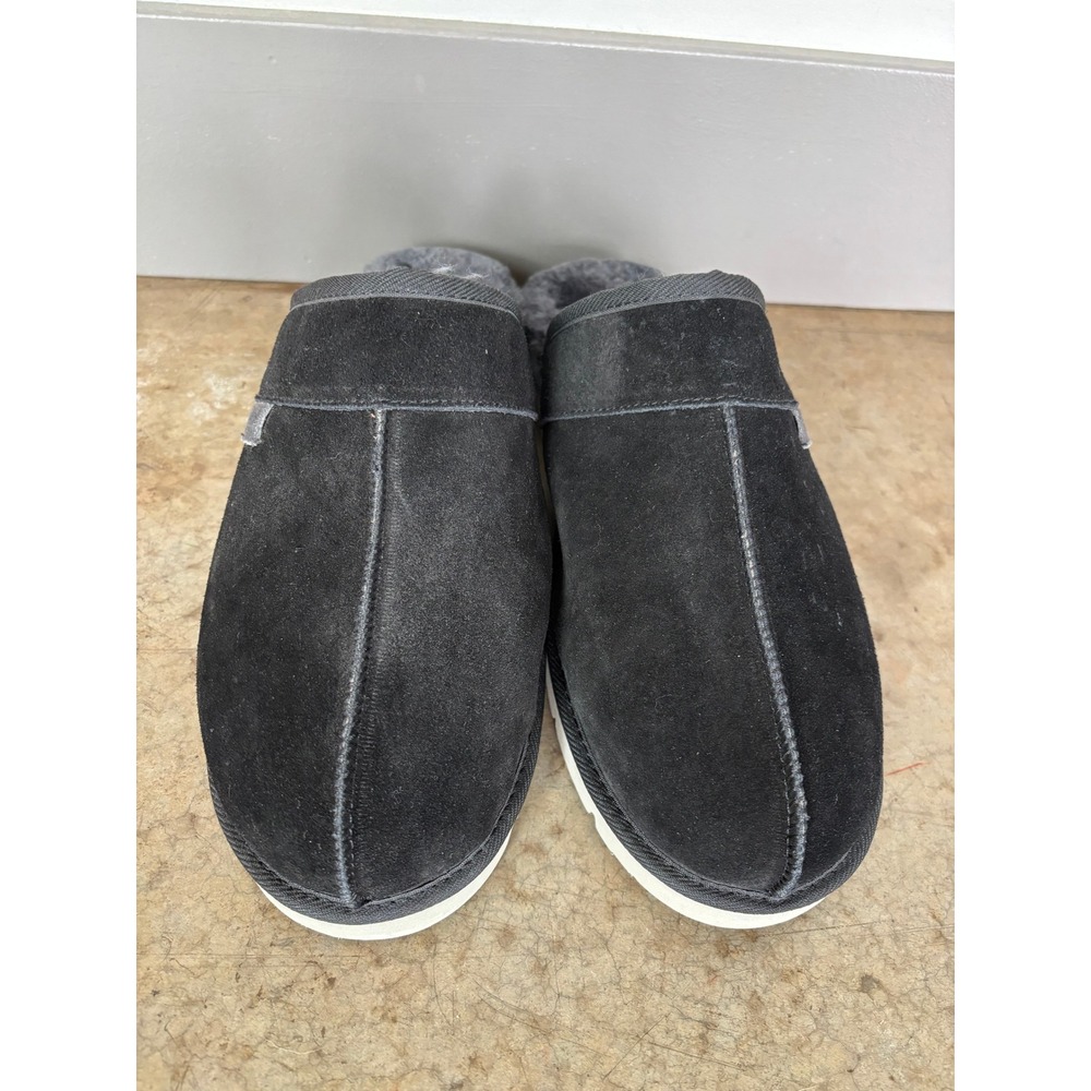 Superlamb Mens Suede Shearling Scuff Slippers Black Wide 15EEE House Shoes
